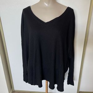 V-Neck Black Sweater Top